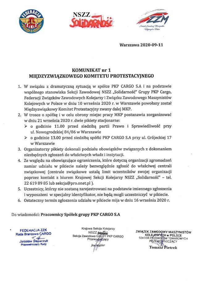Komunikat Nr 1 MKP 11.09.2020