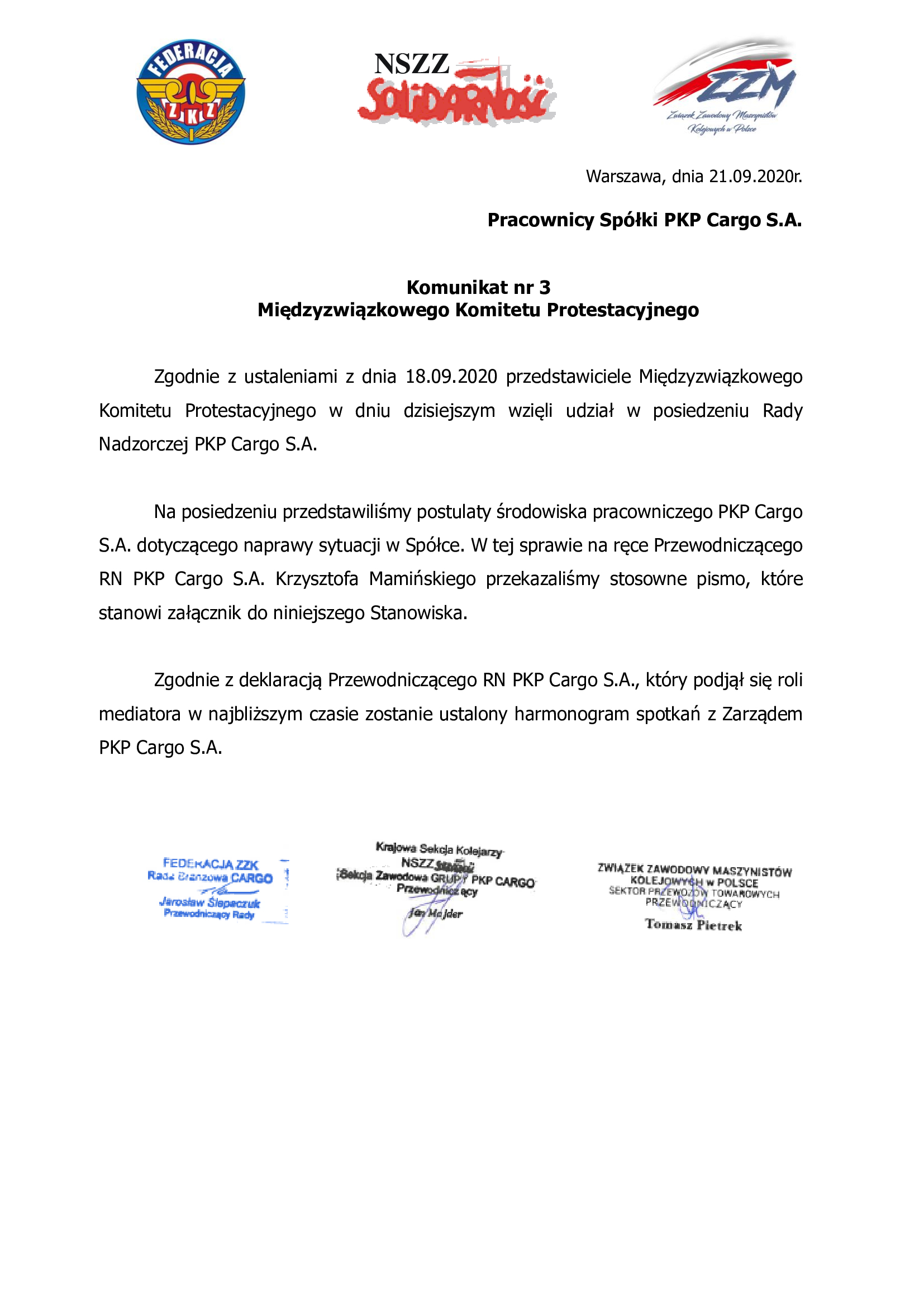 Komunikat Nr 3 MKP 21.09.2020