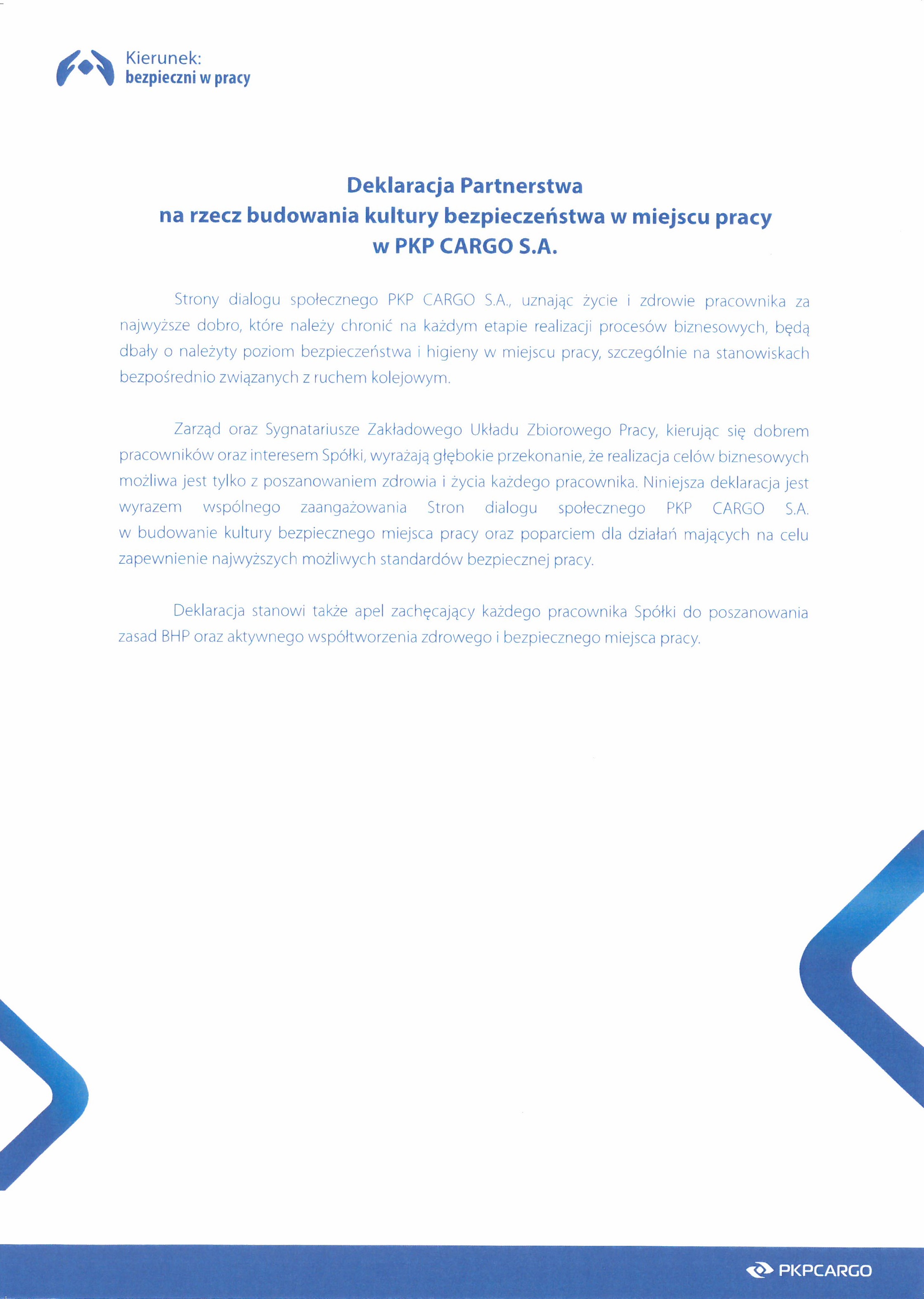 PKPCARGO Deklaracja partnerstawa