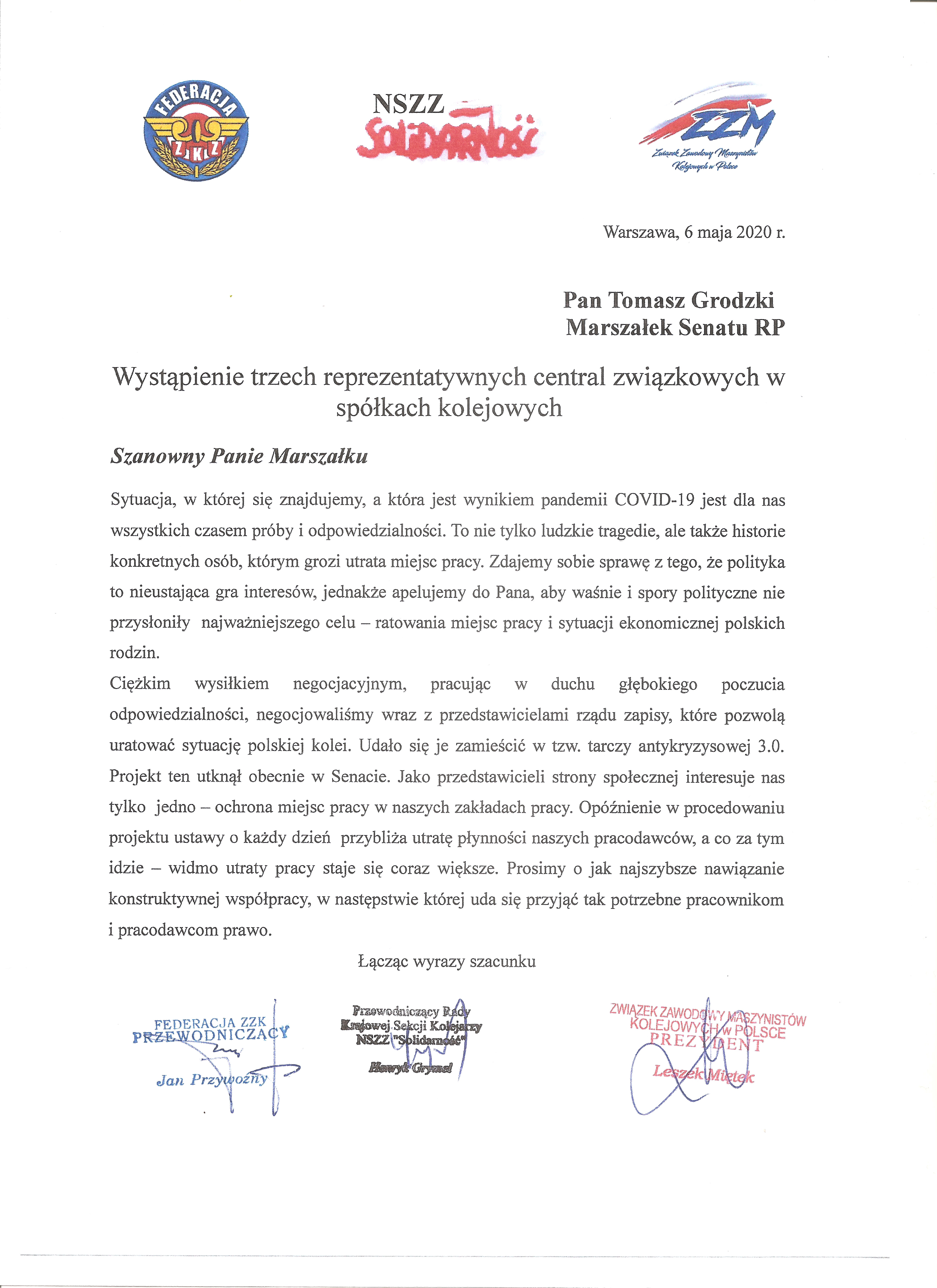 ZZ Marszaek Senatu RP 06.05.2020