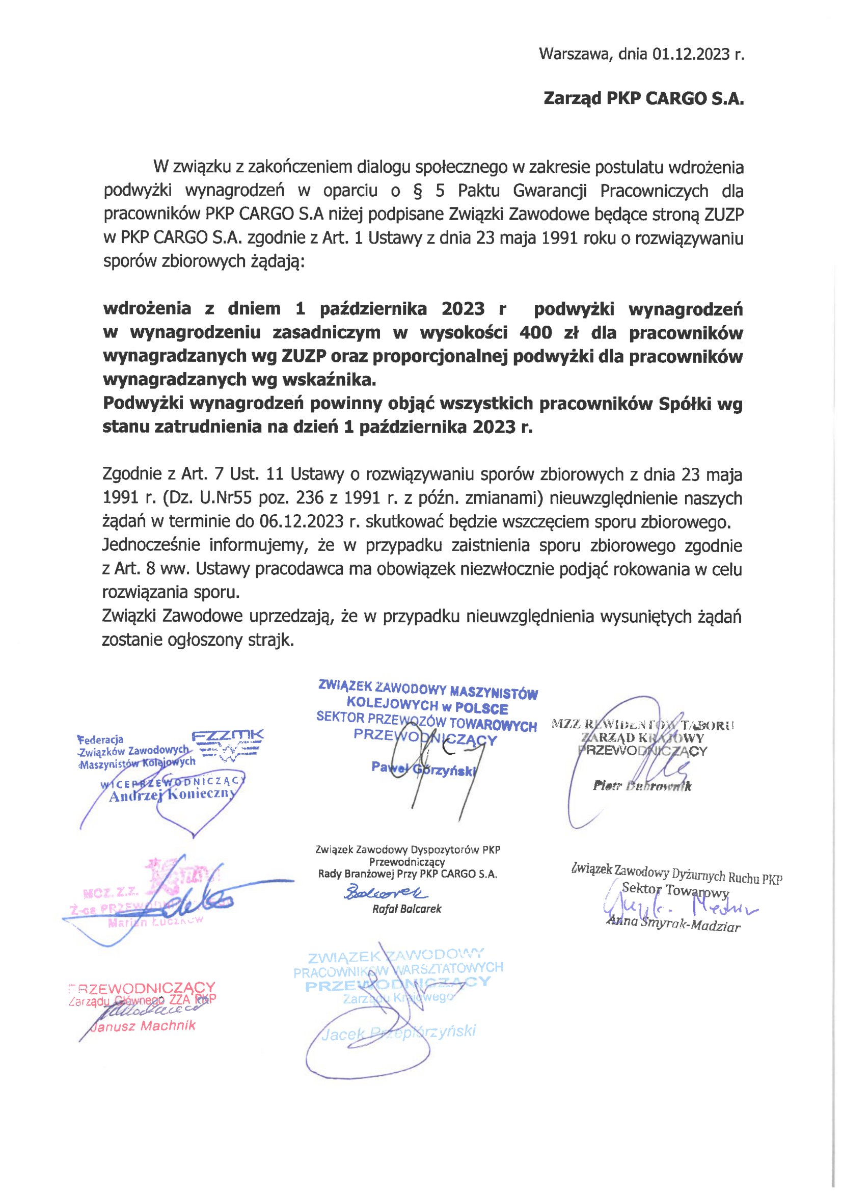 adanie 8 Organizacji Zwizkowych