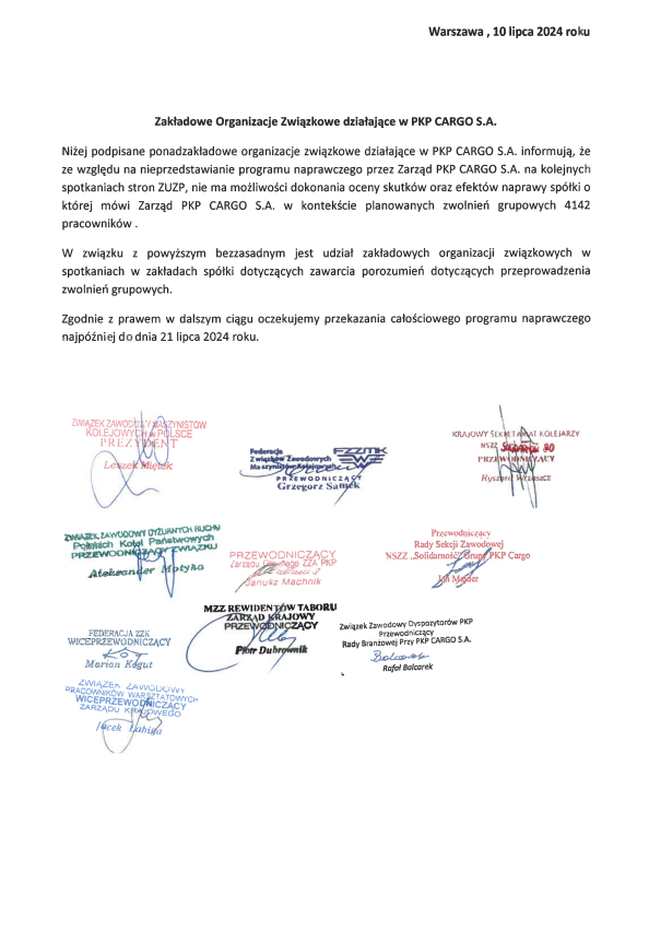 informacja organizacji zwizkowych