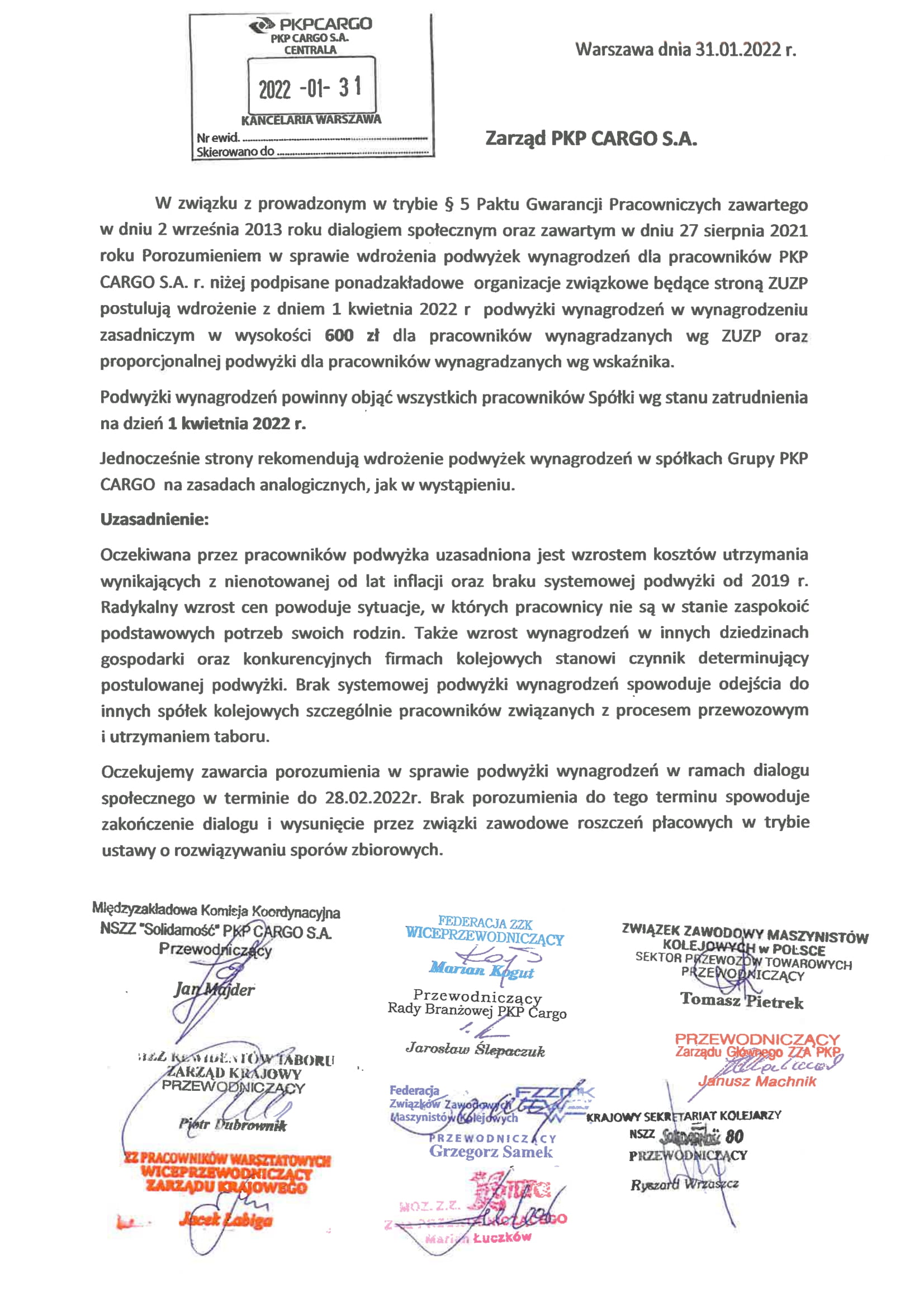 Wsplne stanowisko ZZ w sprawie wysokoci podwyek 1